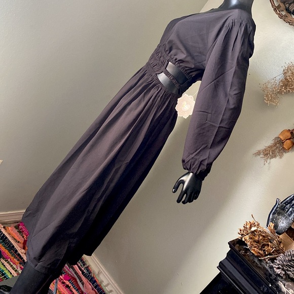 Indulge Black Bishop Sleeve Wrap Dress V-Neck - Picture 6 of 13